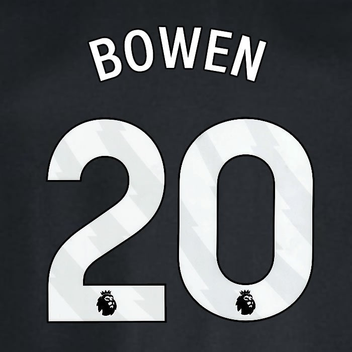 2024 2025 WEST HAM BOWEN 20 OFFICIAL WHITE AWAY PLAYER SIZE NAMESET