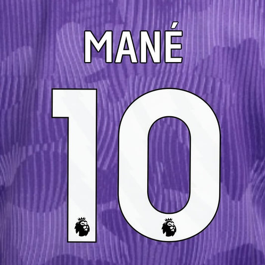 2023 2024 OFFICIAL LIVERPOOL MANE 10 WHITE 3RD PLAYER SIZE NAMESET