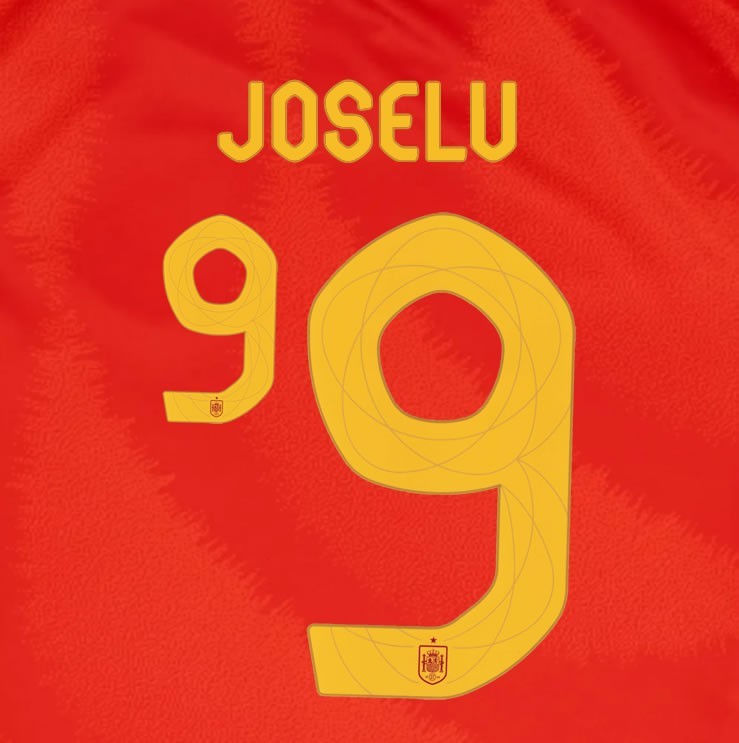 2024 2025 OFFICIAL SPAIN JOSELU 9 HOME PLAYER SIZE NAMESET
