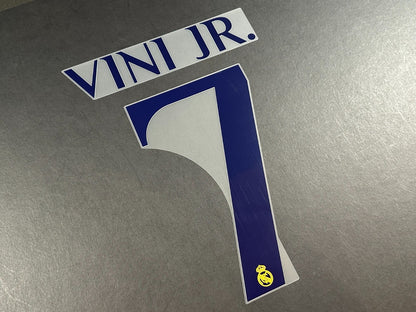 2023 2024 AVERY DENNISON REAL MADRID VINI JR. 7 HOME PLAYER SIZE NAMESET
