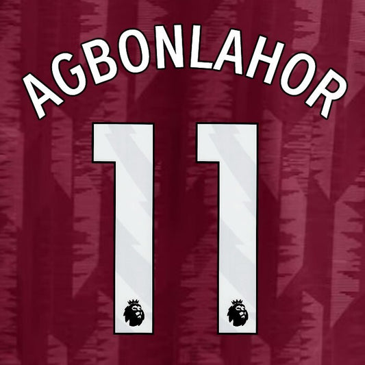 2023 2024 ASTON VILLA AGBONLAHOR 11 OFFICIAL WHITE HOME PLAYER SIZE NAMESET