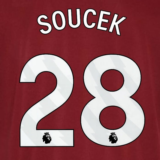 2023 2024 WEST HAM SOUCEK 28 OFFICIAL WHITE PLAYER SIZE NAMESET