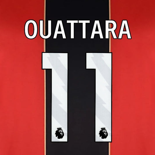 2024 2025 BOURNEMOUTH OUATTARA 11 WHITE HOME PLAYER SIZE NAME SET