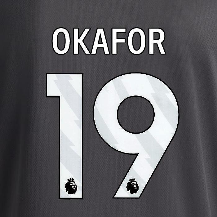 2025 2026 OFFICIAL LEEDS UNITED OKAFOR 19 WHITE 3RD PLAYER SIZE NAMESET