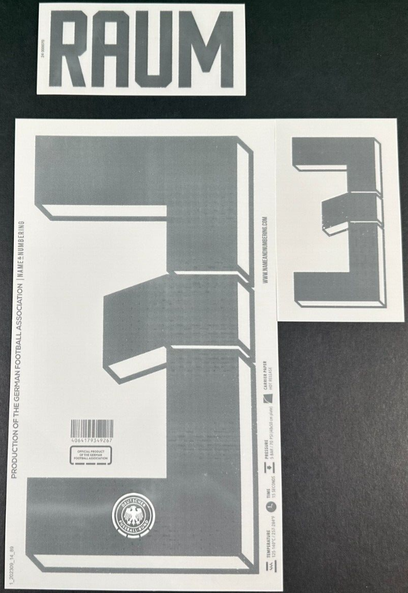 GERMANY 2023-2024 OFFICIAL NAME & NUMBERING RAUM 3 HOME PLAYER SIZE NAMESET