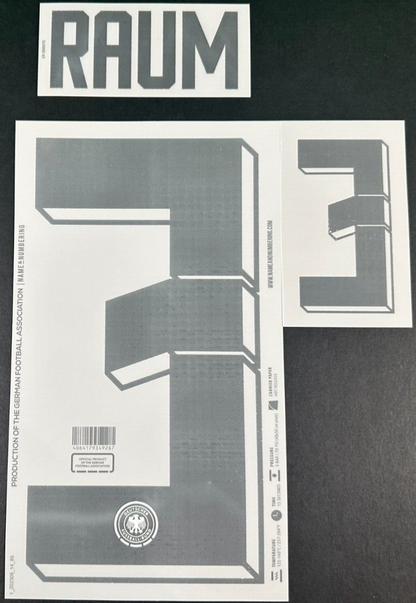 GERMANY 2023-2024 OFFICIAL NAME & NUMBERING RAUM 3 HOME PLAYER SIZE NAMESET
