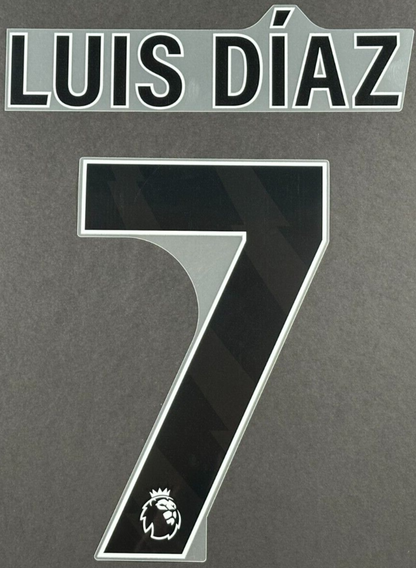 LIVERPOOL 2024/25 LUIZ DIAS 7 OFFICIAL AVERY DENNISON BLACK PLAYER SIZE NAME SET