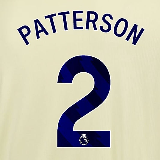 2025 2026 EVERTON PATTERSON 2 OFFICIAL BLUE AWAY PLAYER SIZE NAMESET
