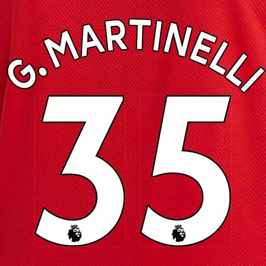 ARSENAL 2019-23 G.MARTINELLI 35 OFFICIAL AVERY DENNISON WHITE PLAYER SIZE NAME