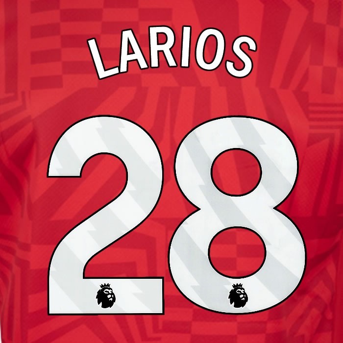 2024 2025 OFFICIAL SOUTHAMPTON LARIOS 28 WHITE HOME PLAYER SIZE NAME SET