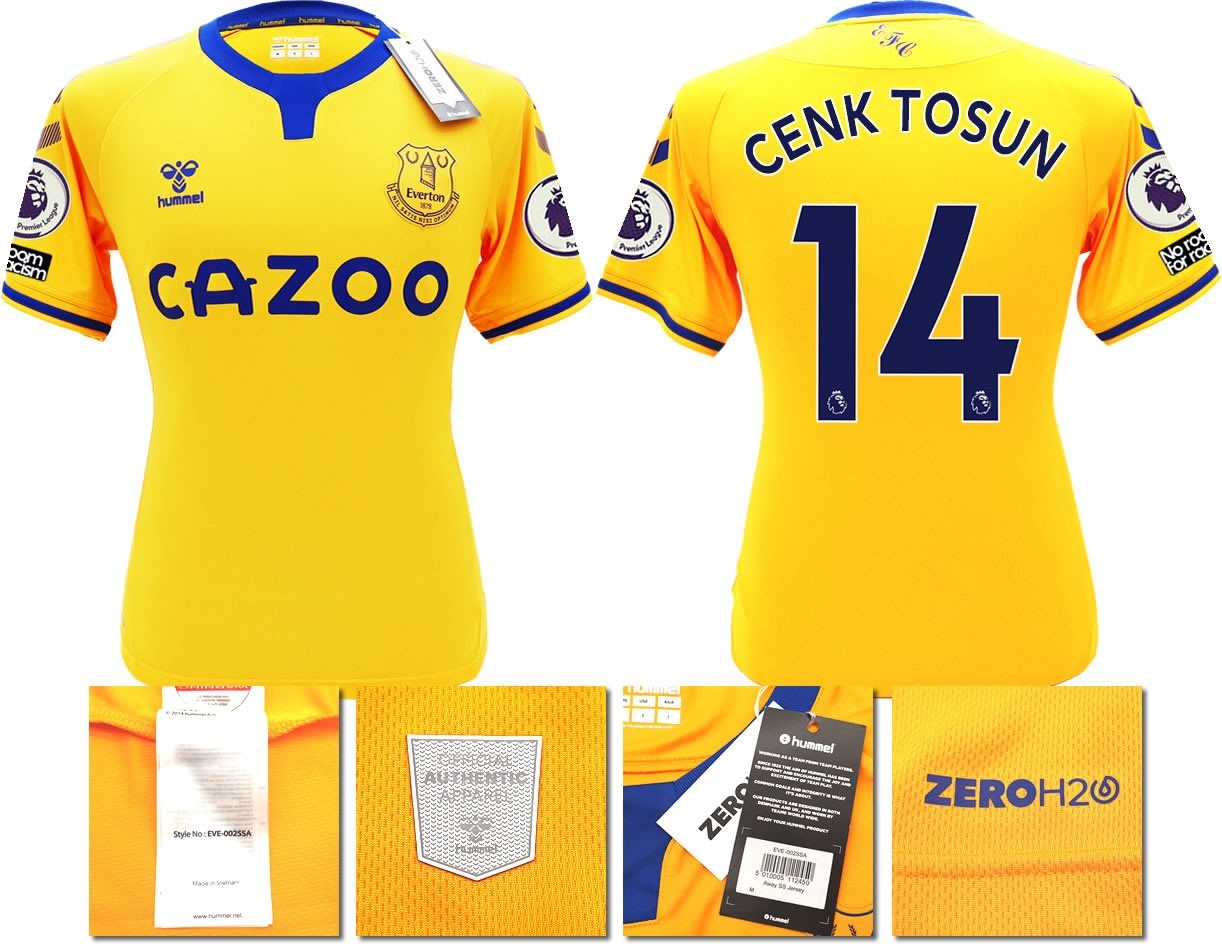 BNWT 2020 2021 HUMMEL EVERTON AWAY SHIRT MEN'S CENK TOSUN 14 + PATCHES