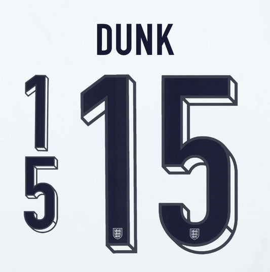 2024 2025 OFFICIAL ENGLAND DUNK 15 HOME PLAYER SIZE NAME SET