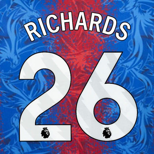 2024 2025 OFFICIAL CRYSTAL PALACE RICHARDS 26 WHITE HOME PLAYER SIZE NAMESET
