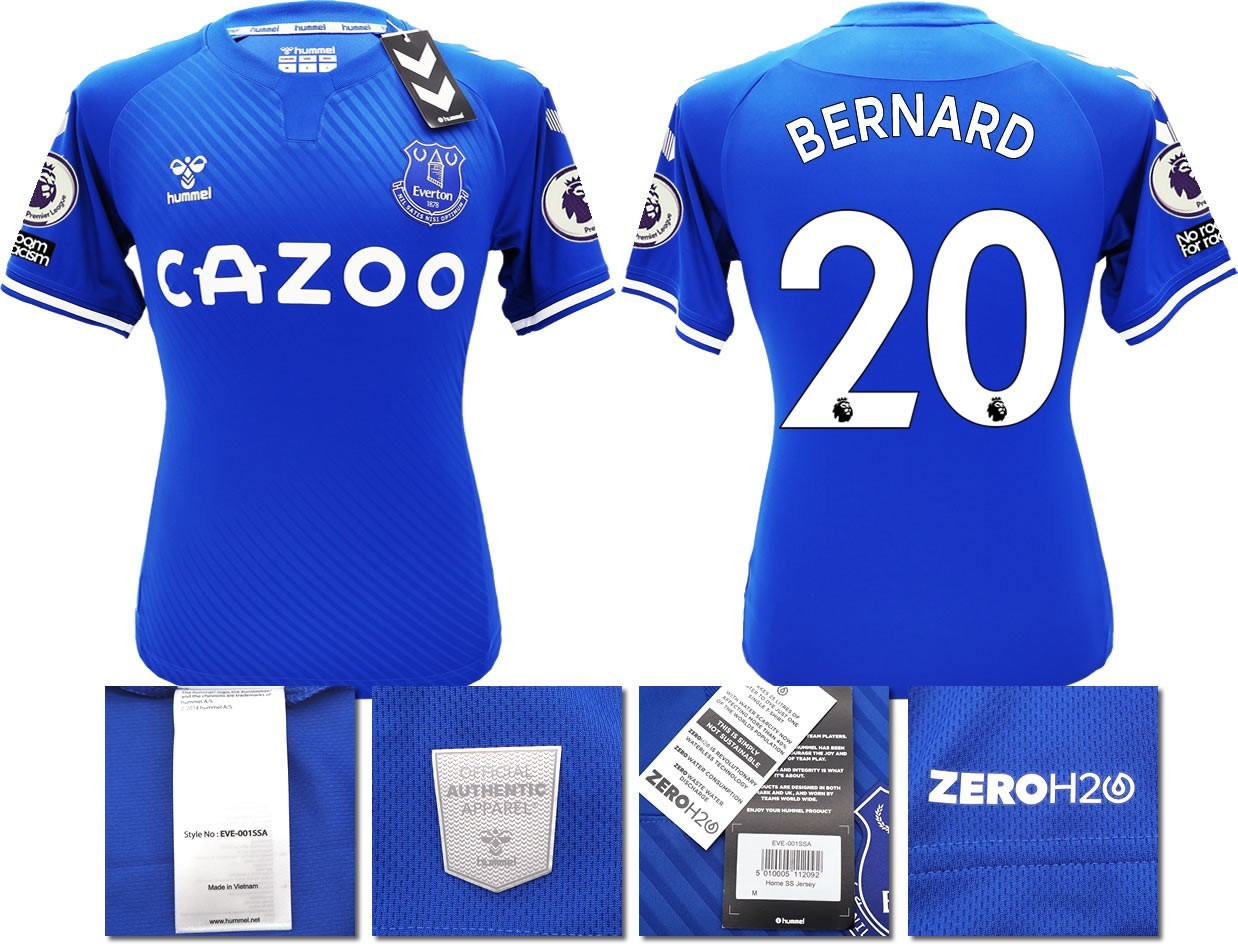 BNWT 2020 2021 HUMMEL EVERTON HOME SHIRT MEN'S BERNARD 20 + PATCHES