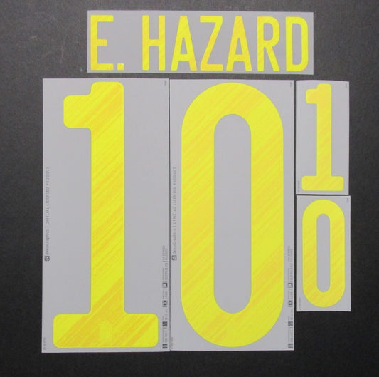 BELGIUM 2020 2021 OFFICIAL E. HAZARD 10 HOME YELLOW PLAYER SIZE NAMESET