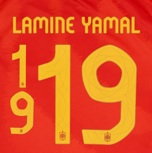2024 2025 OFFICIAL SPAIN LAMINE YAMAL 19 HOME PLAYER SIZE NAMESET