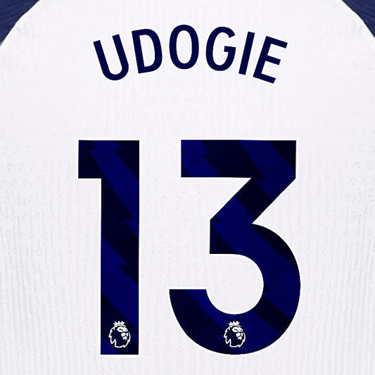 2025 2026 TOTTENHAM UDOGIE 13 BLUE HOME PLAYER SIZE NAME SET