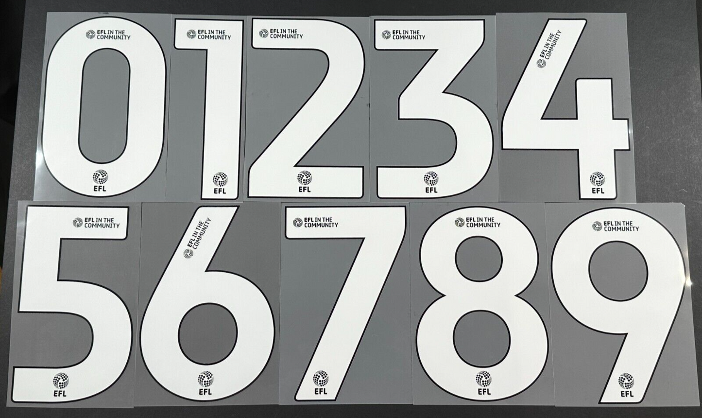 2025 2026 OFFICIAL EFL FOOTBALL LEAGUE WHITE PLAYER SIZE SHIRT NUMBERS