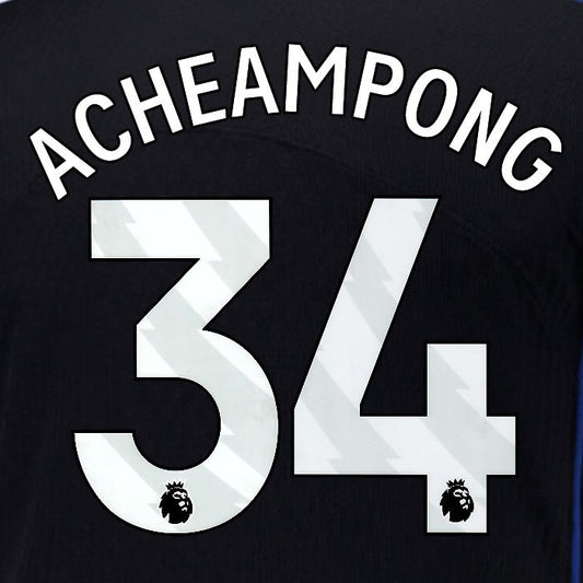 2025 2026 OFFICIAL CHELSEA ACHEAMPONG 34 WHITE 3RD PLAYER SIZE NAMESET