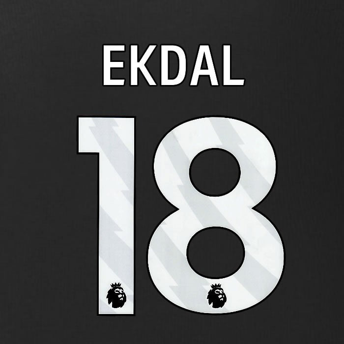 2025 2026 BURNLEY EKDAL 18 OFFICIAL WHITE 3RD PLAYER SIZE NAMESET
