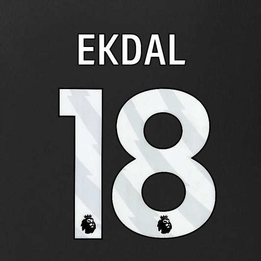2025 2026 BURNLEY EKDAL 18 OFFICIAL WHITE 3RD PLAYER SIZE NAMESET