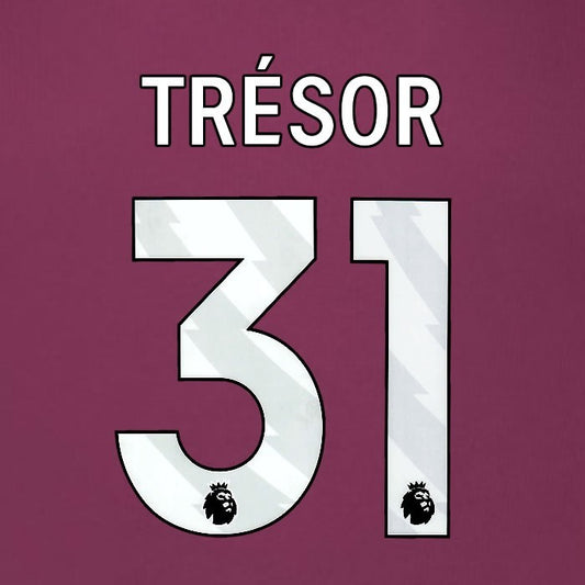 2025 2026 BURNLEY TRESOR 31 OFFICIAL WHITE HOME PLAYER SIZE NAMESET