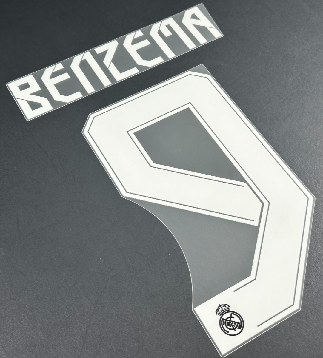 2021 2022 REAL MADRID BENZEMA 9 WHITE AWAY 3RD PLAYER SIZE NAMESET