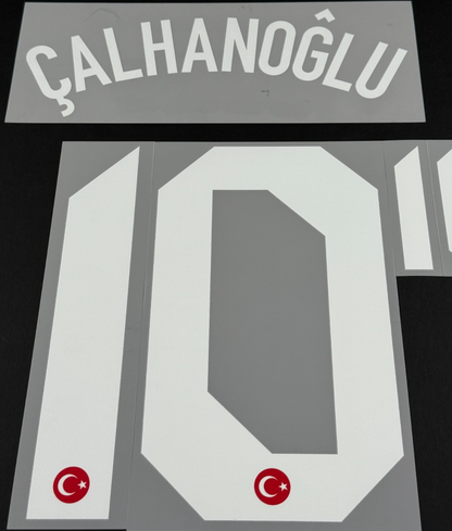 TURKEY 2020-2021 OFFICIAL CALHANOGLU 10 HOME WHITE PLAYER SIZE NAME SET