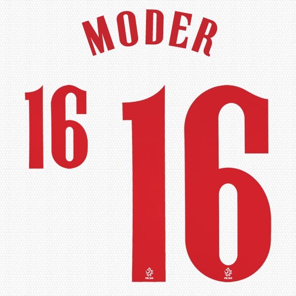 2020 2021 OFFICIAL POLAND MODER 16 HOME RED PLAYER SIZE NAMESET