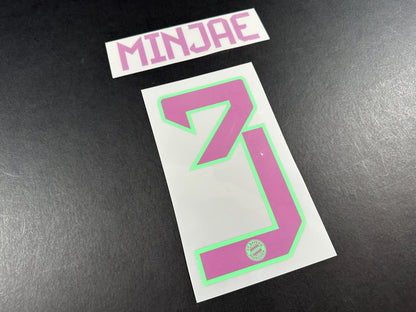 2023 2024 OFFICIAL BAYERN MUNICH MINJAE 3 AWAY PURPLE KIDS SIZE NAMESET
