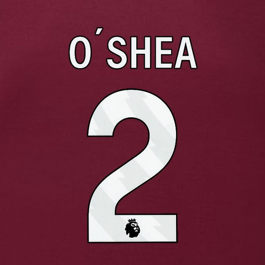2023 2024 BURNLEY O ' SHEA 2 OFFICIAL WHITE HOME PLAYER SIZE NAMESET