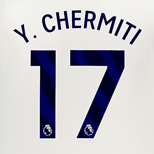 2024 2025 EVERTON CHERMITI 17 OFFICIAL BLUE 3RD PLAYER SIZE NAMESET