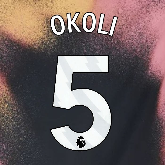 2024 2025 OFFICIAL LEICESTER CITY OKOLI 5 WHITE AWAY PLAYER SIZE NAME SET