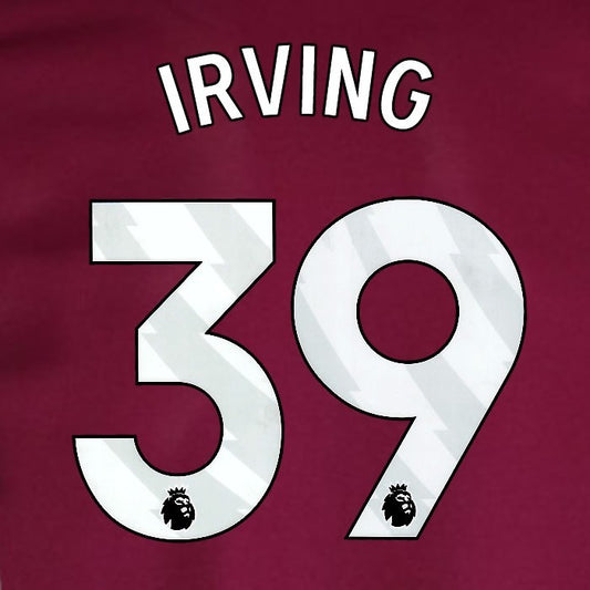 2024 2025 WEST HAM IRVING 39 OFFICIAL WHITE HOME PLAYER SIZE NAMESET