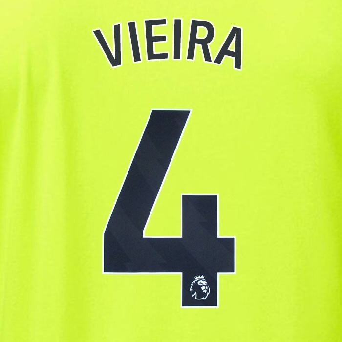 ARSENAL 2023/24 VIEIRA 4 OFFICIAL AVERY DENNISON BLACK PLAYER SIZE NAME SET