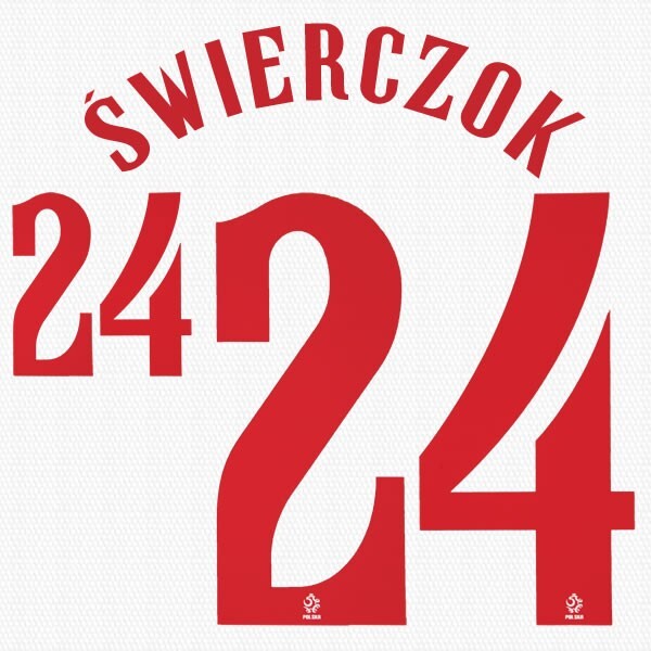 2020 2021 OFFICIAL POLAND SWIERCZOK 24 HOME RED PLAYER SIZE NAMESET