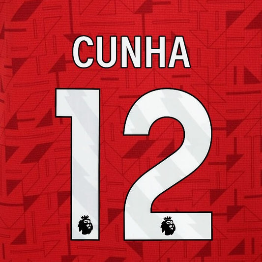 2023 2024 WOLVES AWAY CUNHA 12 OFFICIAL WHITE PLAYER SIZE NAMESET