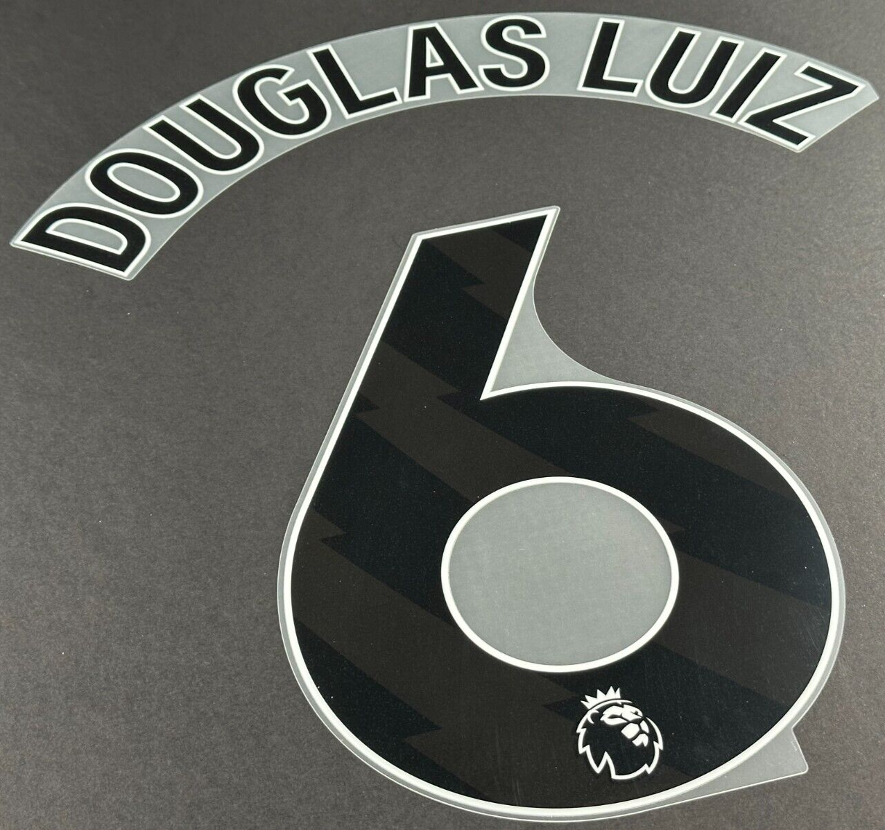 2023 2024 ASTON VILLA DOUGLAS LUIZ 6 OFFICIAL BLACK AWAY PLAYER SIZE NAMESET