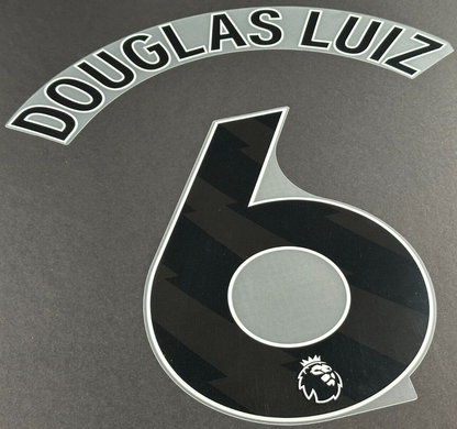 2023 2024 ASTON VILLA DOUGLAS LUIZ 6 OFFICIAL BLACK AWAY PLAYER SIZE NAMESET