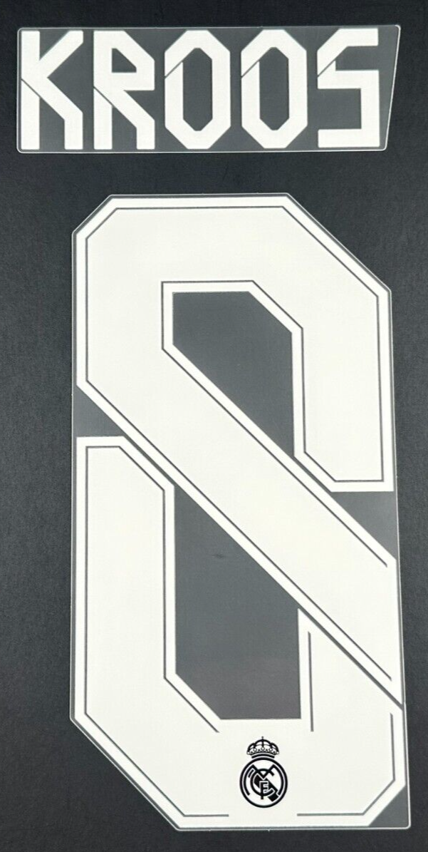 2021 2022 REAL MADRID KROOS 8 WHITE AWAY 3RD PLAYER SIZE NAMESET