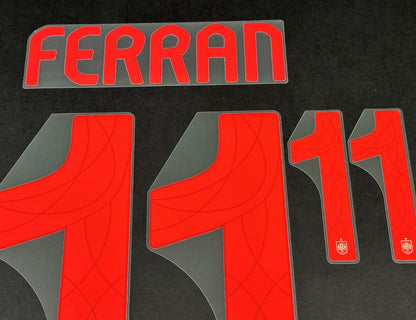 SPAIN 2023 2024 OFFICIAL AVERY DENNISON FERRAN 11 AWAY PLAYER SIZE NAMESET