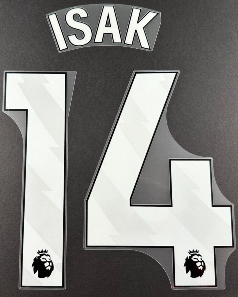 NEWCASTLE UNITED 23-24 ISAK 14 OFFICIAL AVERY DENNISON WHITE PLAYER SIZE SET