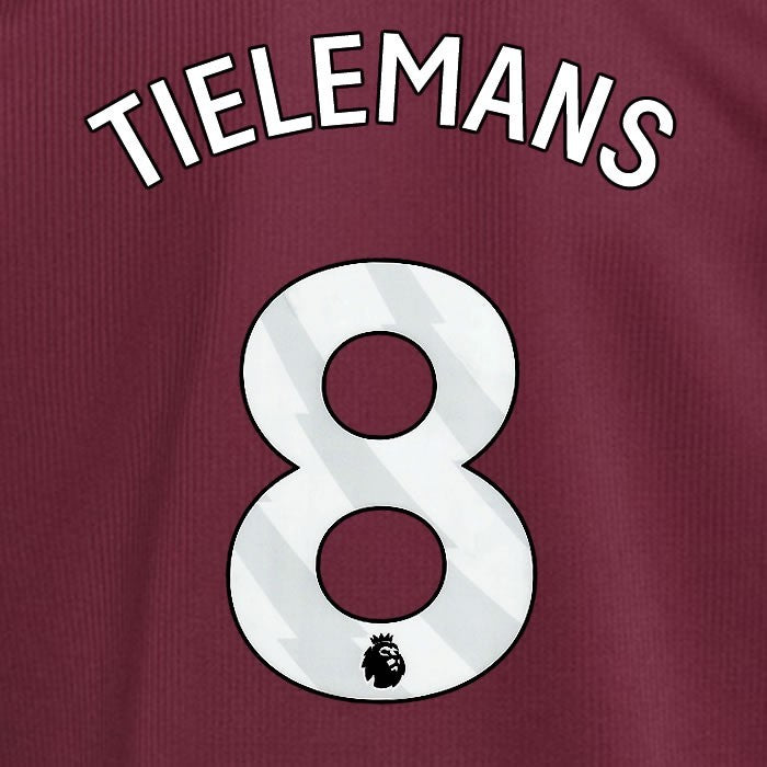 2024 2025 ASTON VILLA TIELEMANS 8 OFFICIAL WHITE HOME PLAYER SIZE NAMESET