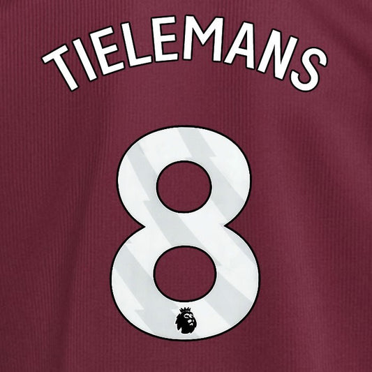 2024 2025 ASTON VILLA TIELEMANS 8 OFFICIAL WHITE HOME PLAYER SIZE NAMESET