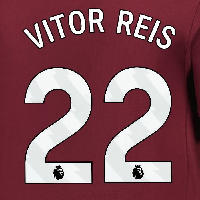 2024 2025 MANCHESTER CITY VITOR REIS 22 WHITE 3RD PLAYER SIZE NAME SET