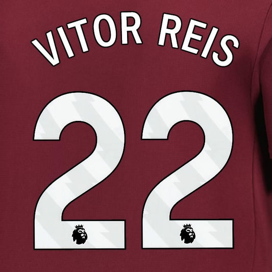 2024 2025 MANCHESTER CITY VITOR REIS 22 WHITE 3RD PLAYER SIZE NAME SET
