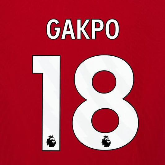 2023 2024 OFFICIAL LIVERPOOL GAKPO 18 WHITE HOME PLAYER SIZE NAMESET