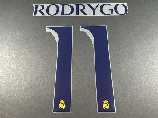2023 2024 AVERY DENNISON REAL MADRID RODRYGO 11 HOME PLAYER SIZE NAMESET