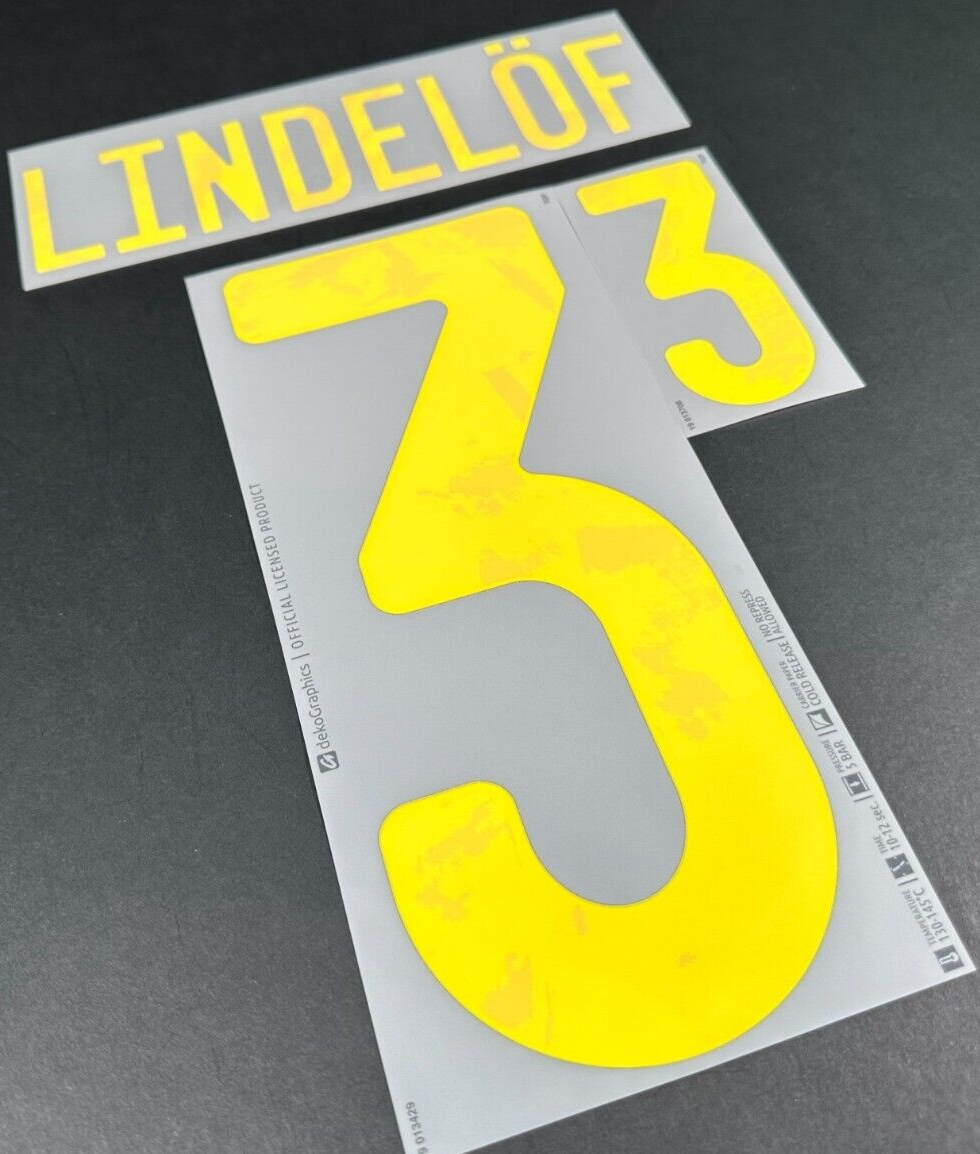 SWEDEN 2020 2021 OFFICIAL DekoGraphics LINDELOF 3 AWAY PLAYER SIZE NAMESET