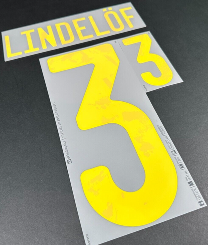 SWEDEN 2020 2021 OFFICIAL DekoGraphics LINDELOF 3 AWAY PLAYER SIZE NAMESET